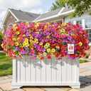 Alupssuc 48 Bundles Artificial Flowers for Outdoors Decoration, UV Resistant Silk Faux Daisy Flora Spring Fake Plastic Plants Greenery for Outside Indoor Yard Home Porch Window Box Decor, Mix 4 Colors