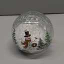 Christmas Decorations Indoor, Snowman Trees Decor Crackle Glass Ball with LED Lights for Home Decor,Home Table Mantel Decor for Christmas Festival, Battery Powered, 4.7"/12cm