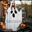 Ghost Costume White Poncho Cloak Boo Cape for Halloween Spooky Party Decoration (White)