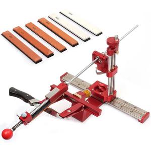 Professional Knife Sharpener with 6 Whetstones,360 Flipping Angle Adjustable Design,Fixed-Angle High Precision Grinder Sharpening with Dual Clamps,072R (Red)