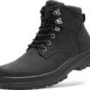 ANJOUFEMME Men's Waterproof Hiking Boots - Lightweight Ankle Support, Slip-Resistant Trail Shoes for Outdoor Trekking, BLACK-9.5