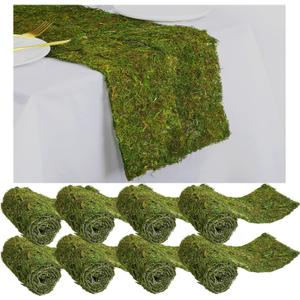Jutom Dried Moss Table Runner Preserved Moss Mat Artificial Green Moss Roll for Party Tabletop Decoration Fairy Gardens Wedding Arts Crafts, Dark Green, 6 x 40 (8 Pcs)