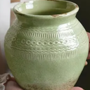 Quoowiit Ceramic Rustic Farmhouse Vase, Green Distressed Flower Vase for Home Decor, Boho Decorative Vases for Centerpiece Table Decorations, Vases for Living Room Kitchen Entryway Mantle Shelf Decor