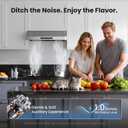 VIKIO HOME Range Hood 30 Inch Under Cabinet, Kitchen Hood with 980 CFM, 3-Speed Gesture Sensing & Touch Control Panel, Stainless Steel Vent 2 Pcs Baffle Filters with Handlebar, Ducted, LED light