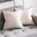 MIULEE Pack of 2 Decorative Velvet Throw Pillow Cover Soft Pillowcase Solid Square Cushion Case for Sofa Bedroom Car 20x20 Inch 50x50 Cm Cream White