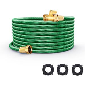 Garden Hose 50FT Non-Expandable, Ultra Lightweight PVC Rubber Water Hose, Kink Free Leakproof 500PSI Burst Pressure, 3/4" Brass Fittings, Weather Resistant for Gardening Car Washing Outdoor Cleaning