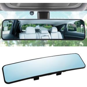 LivTee Anti Glare Rear View Mirror - 11.2'' Wide Angle Panoramic Convex Curve Mirror Clip On - Eliminates Blind Spot and Glare for Cars, SUV, Trucks