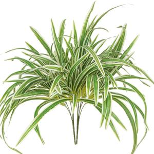 2 Packs Artificial Spider Plant Large 23.6In Fake Greenery Plants UV Resistant Outside Faux Plants Bushes for Indoor Table Outdoor Planter Decor (2)