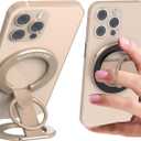 RESPECTED BRO-Magnetic-Phone-Ring-Holder with Dual Rings, Compatible with iPhone 16/15/14/13/12, Multifunctional Stand for Desk,Office,Gym,Kitchen & All Metal Surfaces, Finger Loop Grip (Desert Gold)