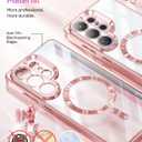 Meifigno Magnetic Case Designed for Samsung Galaxy S26 Ultra 6.9", [Compatible with MagSafe] [Removable Glitter Card & Wrist Strap], Surround Lens Protection Case for Galaxy S26 Ultra, Rose Gold
