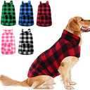 ASENKU Dog Winter Coat, Fleece Doggie Jacket Plaid Reversible Vest Waterproof Windproof Cold Weather Clothes for Small Medium Large Dogs (Red, XL)