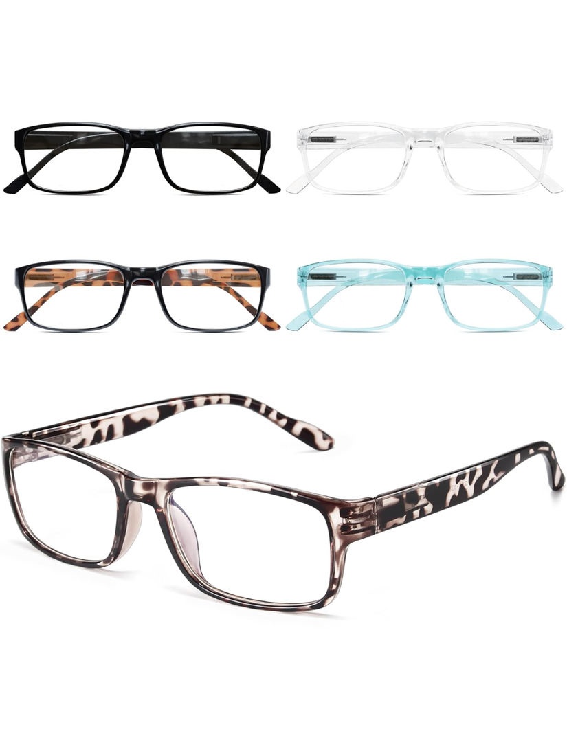 Gaoye Professional Reading Glasses for All Day - Computer Readers with Blue Light Protection - Value 6 Pack, +0.75