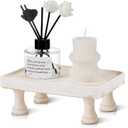 Wood Riser for Kitchen Counter, Farmhouse Riser for Display, Small Wooden Pedestal Stand, Rustic Riser Display Stand with Tool-Free Assembly, French Country Style (White)