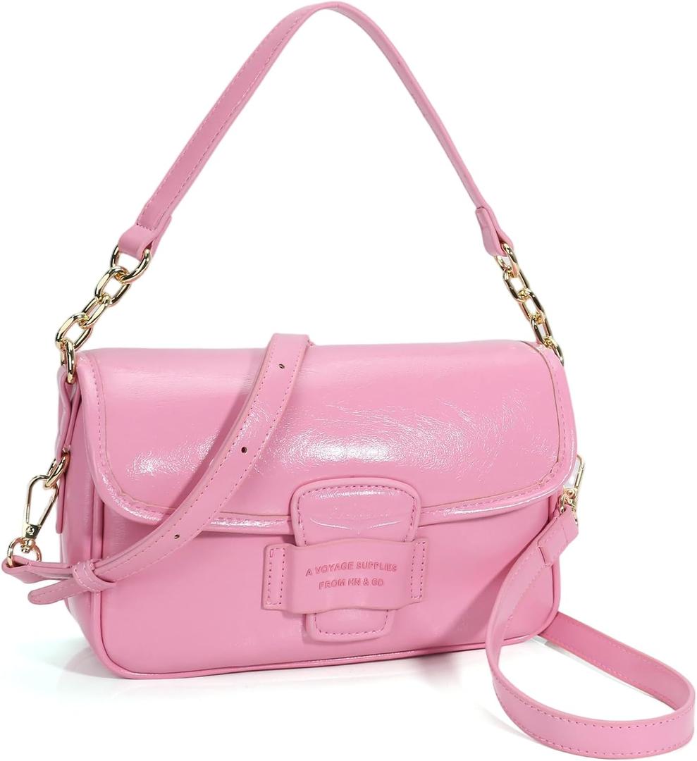 Chinllo Flap Clutch Purse Crossbody Bags for Women, Vegan Leather Handbags with Top Handle and Adjustable Strap
