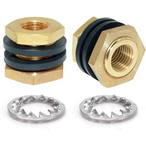 Joywayus 1/8" NPT Female 3/8" Male Brass Bulkhead Fitting Bulk Head Bulkhead Tank Fitting Coupler (Pack of 2)