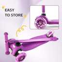 3 Wheel Scooter for Kids Ages 6-12,Kids Scooter with Light Up Wheels, Sturdy Deck Design, and 4 Height Adjustable Suitable for Kid Ages 3-12 Grape