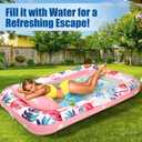 Tanning Pool Floats for Adults with Cup Holder & Pillow, Thick UV-Resistant PVC Portable Float for Backyard, Pool, Lake - Compact Design, Easy Inflation, Durable for Tanning & Relaxation (Extra Large, Pink)