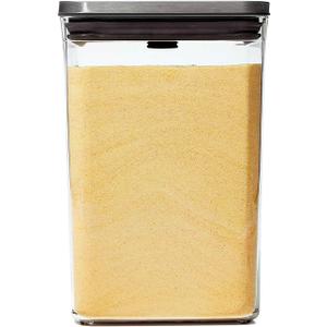 OXO Steel POP Container Big Medium Square  4.4 Qt for Flour, Sugar and More,Grey
