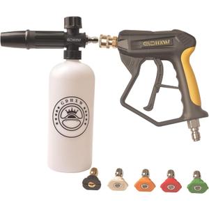 GDHXW Short Pressure Washer Gun with Quick Connection 5000PSI, Light Duty Foam Cannon Thick Foam Blaster, 5 Nozzle Tips,For Pressure Washer