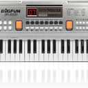 LeeQee Digital Keyboard Piano for Kids & Beginners, 61 Keys Multifunction Electric Piano Keyboard with Microphone, Educational Instrument Musical Toy for 3-12 Years Old Boys Girls (Silver)
