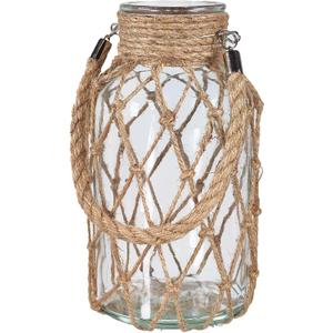 Pampas Grass Vase, Boho Home Decor for Bedroom/Living Room/Coffee Table/Entryway/Office/House, Fall Farmhouse Decor, Glass Vase with Hand-Woven Hemp Rope, Room Decor Aesthetic, Modern Home