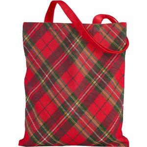 Loveinside Christmas Canvas Tote Bag, Xmas Shopping Bag, Reusable Shoulder Tote Bag, Holiday Gift Bag for Wrap Storage (Buffalo Plaid)