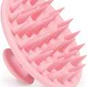 Silicone Scalp Massager Shampoo Brush, Scalp Brush for Hair Growth & Dandruff Removal, Hair Scrubber Scalp Stimulator Exfoliator Brush with Soft Bristles for Wet Dry Scalp Care (Pink)