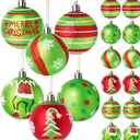 Christmas Balls Ornaments Set, 16Pcs 2.4 Inch Christmas Tree Ornaments, Red and Green Shatterproof Christmas Tree Balls for Xmas Decorations