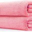 MaopaoBeauty Microfiber Bath Towel Set Pack of 2, 35 x 70 Inches - Light Thin Quick Drying Highly Absorbent Bath Towel for Bath, Fitness, Yoga, Travel, Sport and Shower (2PCS Hot Pink)