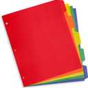 Blue Summit Supplies 5 Tab Heavy Duty Plastic Dividers for 3 Ring Binder, 15 Pack, Assorted Colors, 5 Tab Index Plastic Binder Dividers with Tabs and 3 Hole Punch, for Notebooks, Letter Size