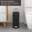 EKO Small Bathroom Trash Can with Lid Soft Close, Step Pedal, 10 Liter / 2.6 Gallon Stainless Steel Garbage Can with Removable Inner Bucket, Anti-Fingerprint Finish (Matte Black)