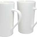 20 OZ Simple Pure White Mug (Set of 2) Plain Large Tall White Ceramic Milk Tea Coffee Mug with Handle as A Gift for Dad Mom Friends, 2pcs