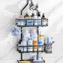 OMAIRA Shower Caddy Organizer Hanging, Adjustable Stainless Steel No Drilling Non-Slip Bathroom Caddy Organizer Storage Shelves for Inside Bath Over Shower Head Rack Holder, Black