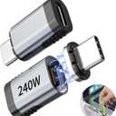 3C'S USB C Magnetic Adapter 240w, 2PCS Straight Magnetic USB C Adapter Detachable, 24 Pin with PD Fast Charging 40Gbps 8K 60Hz for Thunderbolt 3/4, MacBook Pro/Air/, PS5 PSVR2