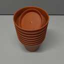 WSMKSZ 4 Inch Plastic Plant Pots with Drainage Holes and Trays 8 Pack Small Nursery Pots for Indoor & Outdoor House Plants and Flowers, Seedling Starter Planters, Terracotta