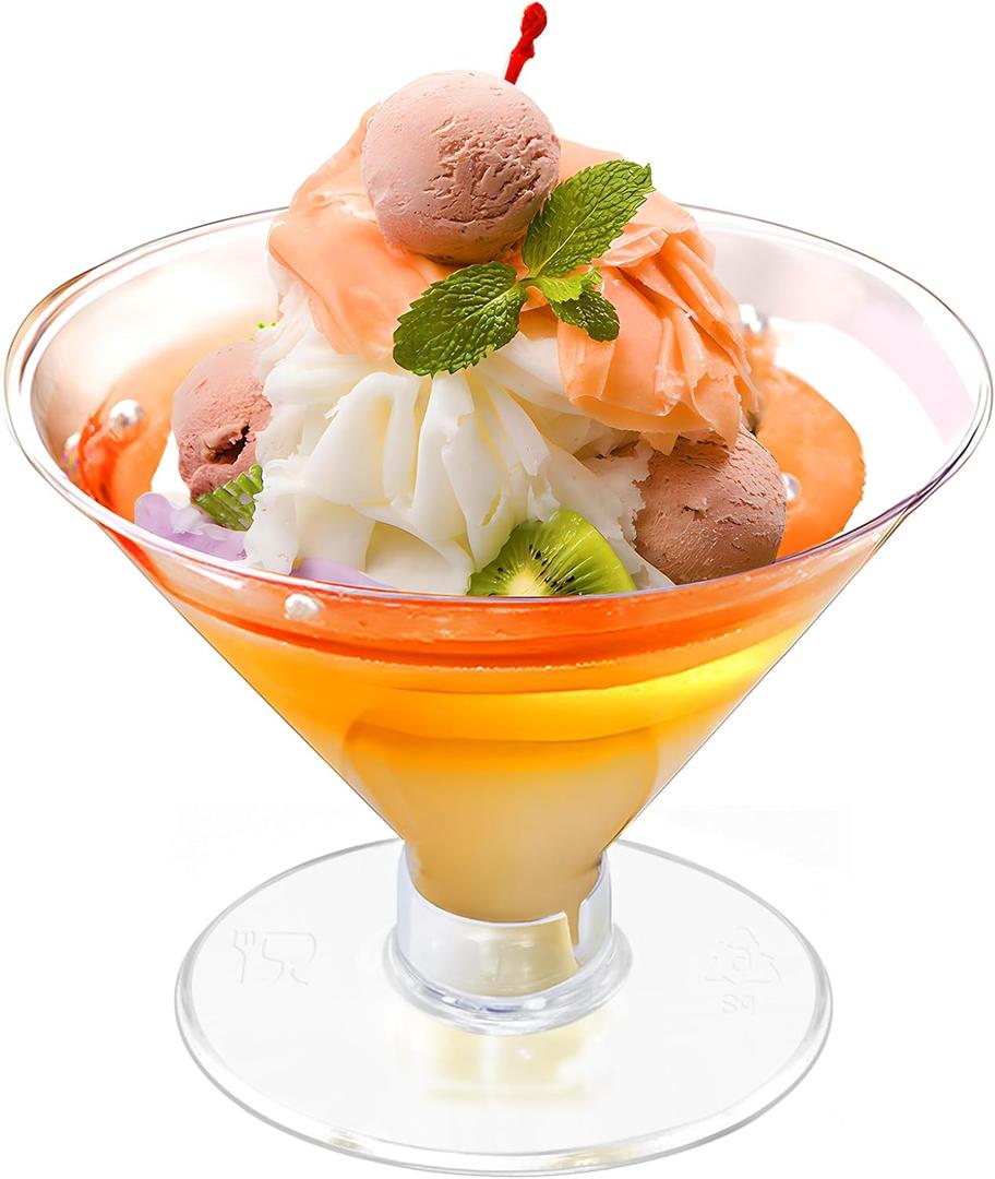 Plastic Martini Glasses, Disposable Cocktail Glasses Dessert Cups 25 Pcs for Weddings Party Champagne, Appetizers and Desserts, 5 Fl Oz
