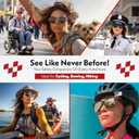 Take A Look Active Original Activity Mirror for Sunglasses, Bike Helmets, Visors for Cycling and Outdoor Activities with Helmet Adapter and Carry Case (Single, Silver Blue Grey Bundle)