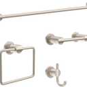 Delta 4-Piece SpotShield Brushed Nickel Bathroom Set Towel Rack, Ring, Toilet Paper Holder, Hook | Nicoli Bath Accessories