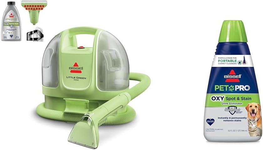 BISSELL Little Green Mini Portable Carpet and Upholstery Deep Cleaner PET PRO OXY Spot & Stain Formula for Portable Carpet Cleaners, 32 oz., 2034