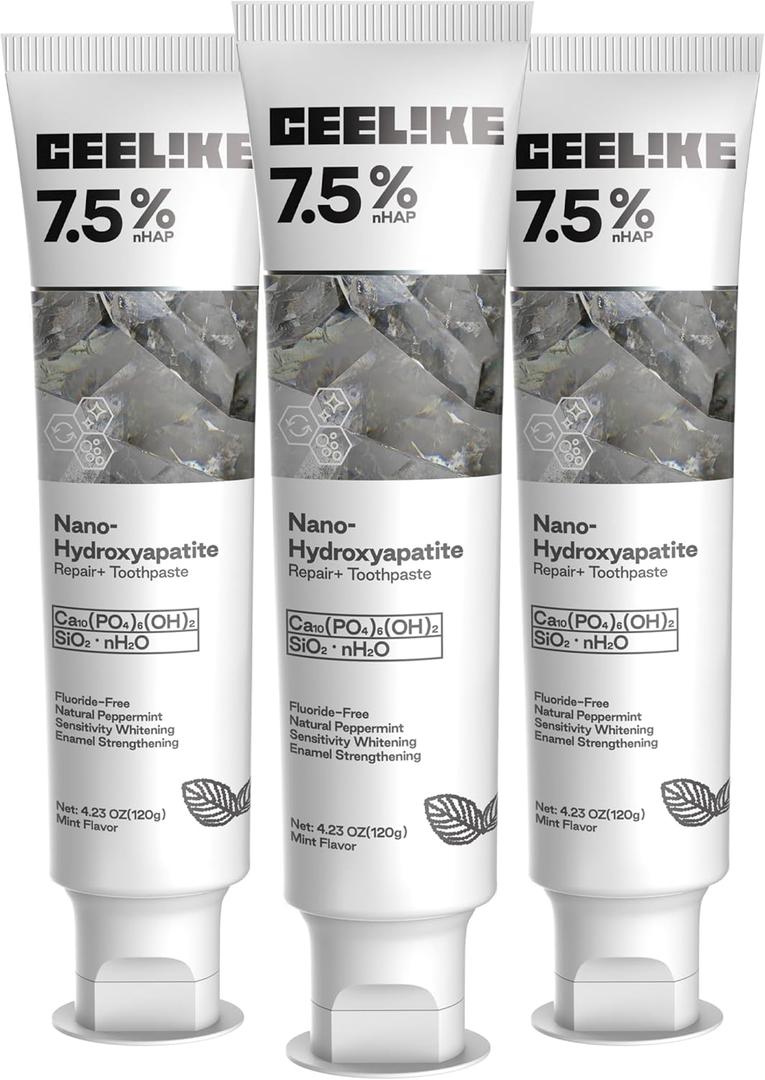 7.5% Hydroxyapatite Toothpaste  Strengthens Enamel, Protects Gums & Freshens Breath  Fluoride-Free, Ideal for Sensitive Teeth, 120g (3)