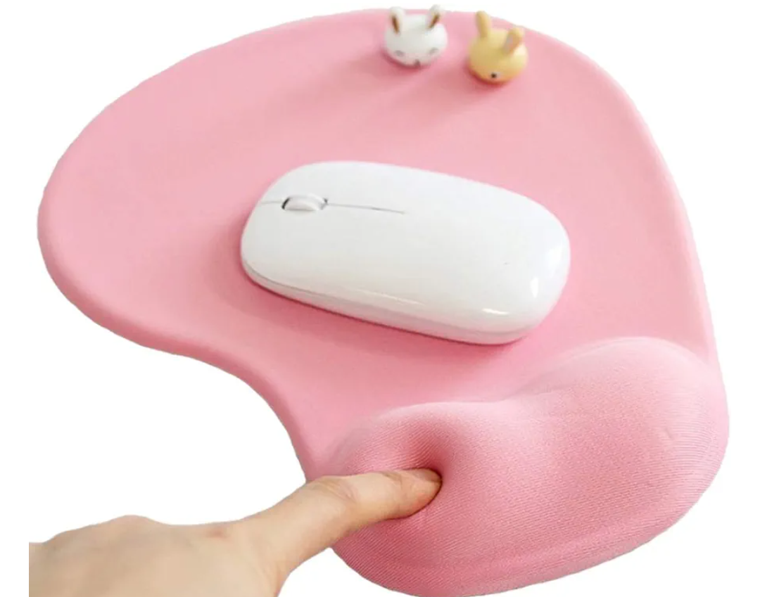 Office Mousepad with Gel Wrist Support - Ergonomic Gaming Desktop Mouse Pad Wrist Rest - Design Gamepad Mat Rubber Base for Laptop Computer -Silicone Non-Slip Special-Textured Surface (01Pink)