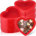 Wesiti 6 Pcs Small Heart Shaped Boxes with Window Valentine's Day Gift Boxes Plastic Storage Container for DIY Projects Presents Candy Jewelry Mother's Day Gifts(Red)
