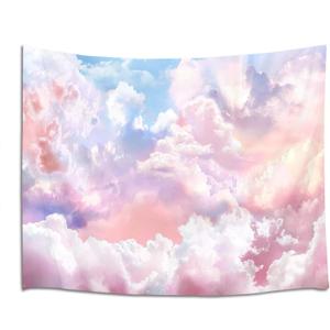 HVEST Pink Cloud Tapestry Colorful Abstract Clouds Natural Landscape Tapestries Wall Hanging for Bedroom Living Room Teen Dorm Indie Decor Poster Blanket,80x60 Inches (60L" x 80W")