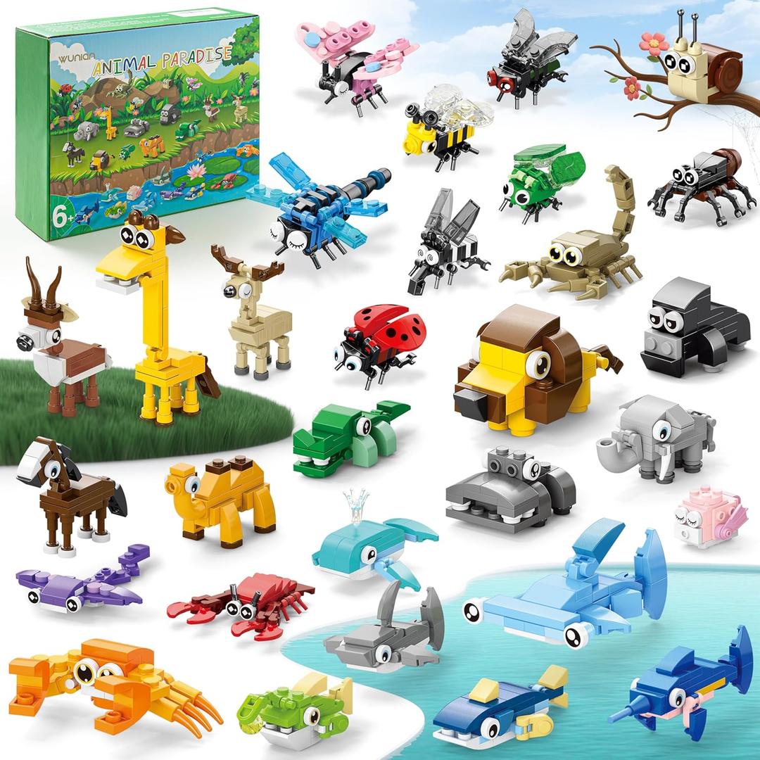 30 Packs Party Favors for Kids, 888 PCS Animal Building Blocks Mini Sets Party Favors for Goodie Bags Stuffers Classroom Prizes Return Gifts Valentines Bulk Gifts for Boys Girls Student Ages 6+