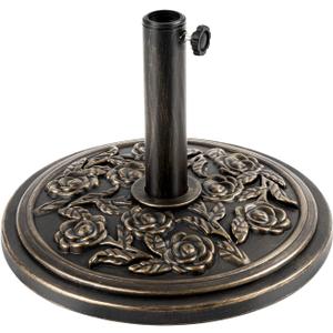 18 Inch Cast Stone w/Resin Shell Patio Umbrella Base, Bronze