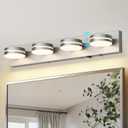 26" Motion Sensor Vanity Light Brushed Nickel, 3CCT 4-Light Modern LED Bathroom Lighting Fixtures Over Mirror, Dimmable Rotatable Head Wall Sconce, 3000K-6000K Color Selectable