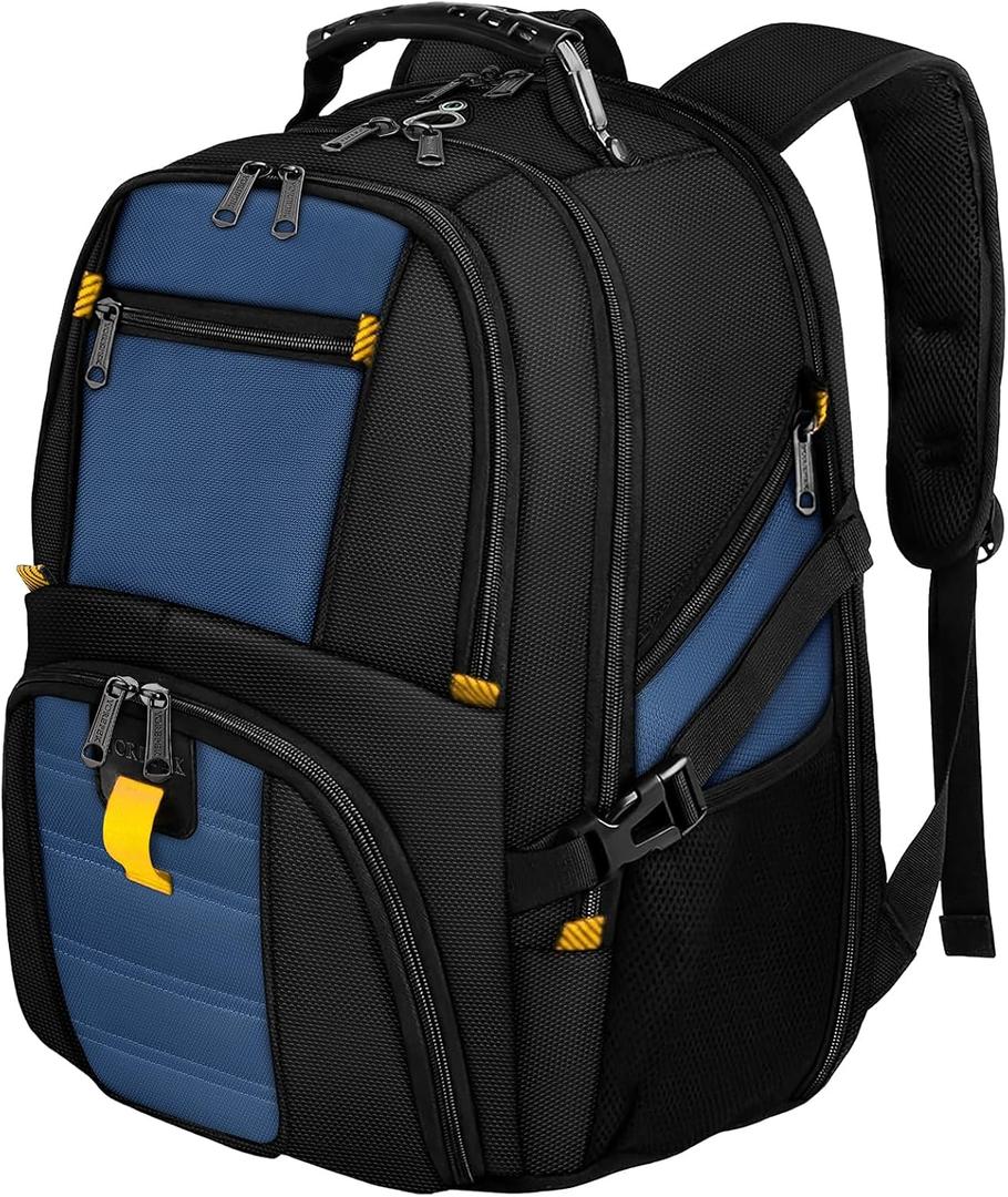 YOREPEK Large Backpack for Men, Extra Large Laptop Backpacks for Men Women, Water Resistant Travel Backpack Airline Approved Business Work Bag Fits 17 Inch Computer, Black (Roy Blue)