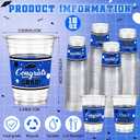 Funnymoom 100 Pcs 16oz 2026 Graduation Cups Disposable Graduation Plastic Cups Class of 2026 Celebration Grad Party Favors(Blue, Black)