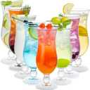 8 Pack Hurricane Glass, 13.5 oz Pina Colada Glasses, Cocktails Glasses Set, Clear Tulip Drinking Cups for Juices, Cocktails, Full-Bodied Beer, Tropical Drinks, Sangria, Mojito, Milkshake