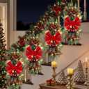 Christmas Swag 24 Inch Christmas Teardrop Swag Xmas Cordless Prelit Stairway Swags with Bowknot, Berries, Teardrop Trim Wreath Xmas Decorations for Stairs, Front Door, Outdoor, Home Garden Decor